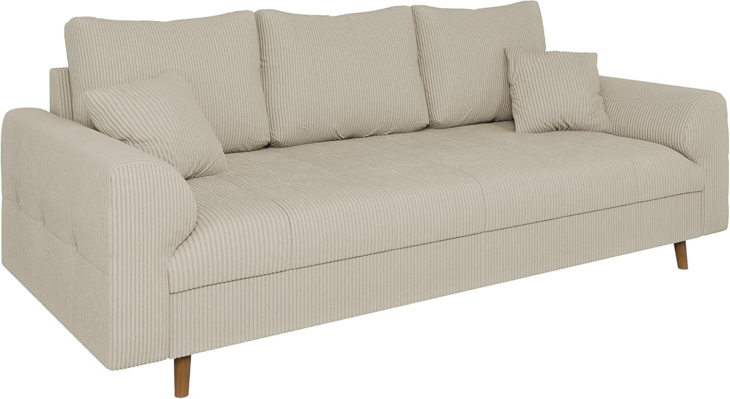 S-Style Möbel 3-Sitzer Sofa Zara mit Holzfüßen im skandinavischen Stil aus Cord-Stoff, mit Wellenfederung Bild 1