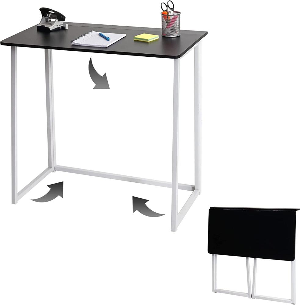 Schreibtisch HWC-K67 faltbar, Konsolentisch Klapptisch Laptoptisch Ablagetisch, 80x45 cm, Metall MDF ~ weiß schwarz Bild 1
