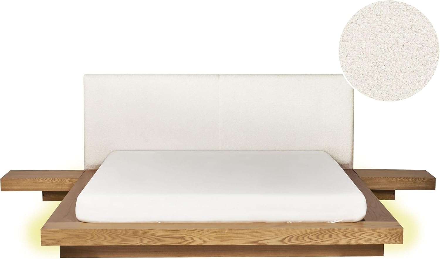 Bett mit LED ZEN 160 x 200 cm LED Kunstleder Heller Holzfarbton Bild 1