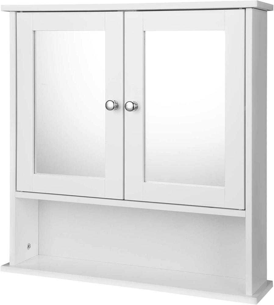 EUGAD Spiegelschrank für Badzimmer Hängeschrank Badschrank Spiegel mit Ablage Schminkschrank aus Holz 56 x 58 x 13 cm weiß Bild 1