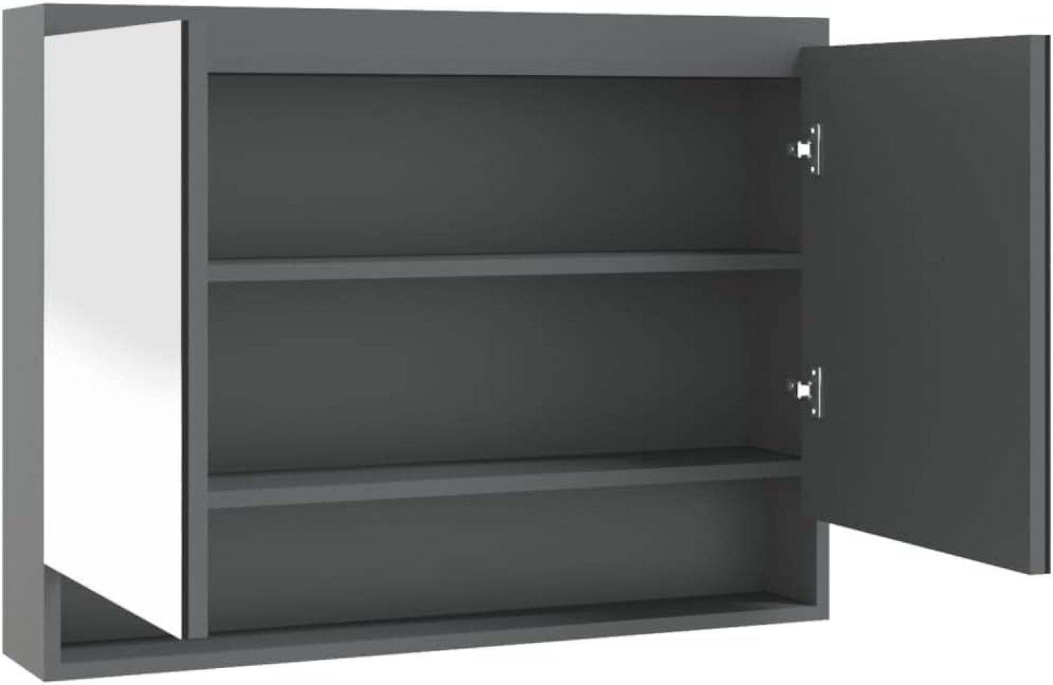 vidaXL Spiegelschrank fürs Bad 80x15x60 cm MDF Grau 331534 Bild 1