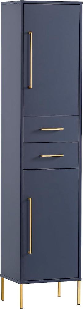 Schildmeyer Kent Hochschrank, Holzwerkstoff, Nachtblau/Gold, Schmal Bild 1