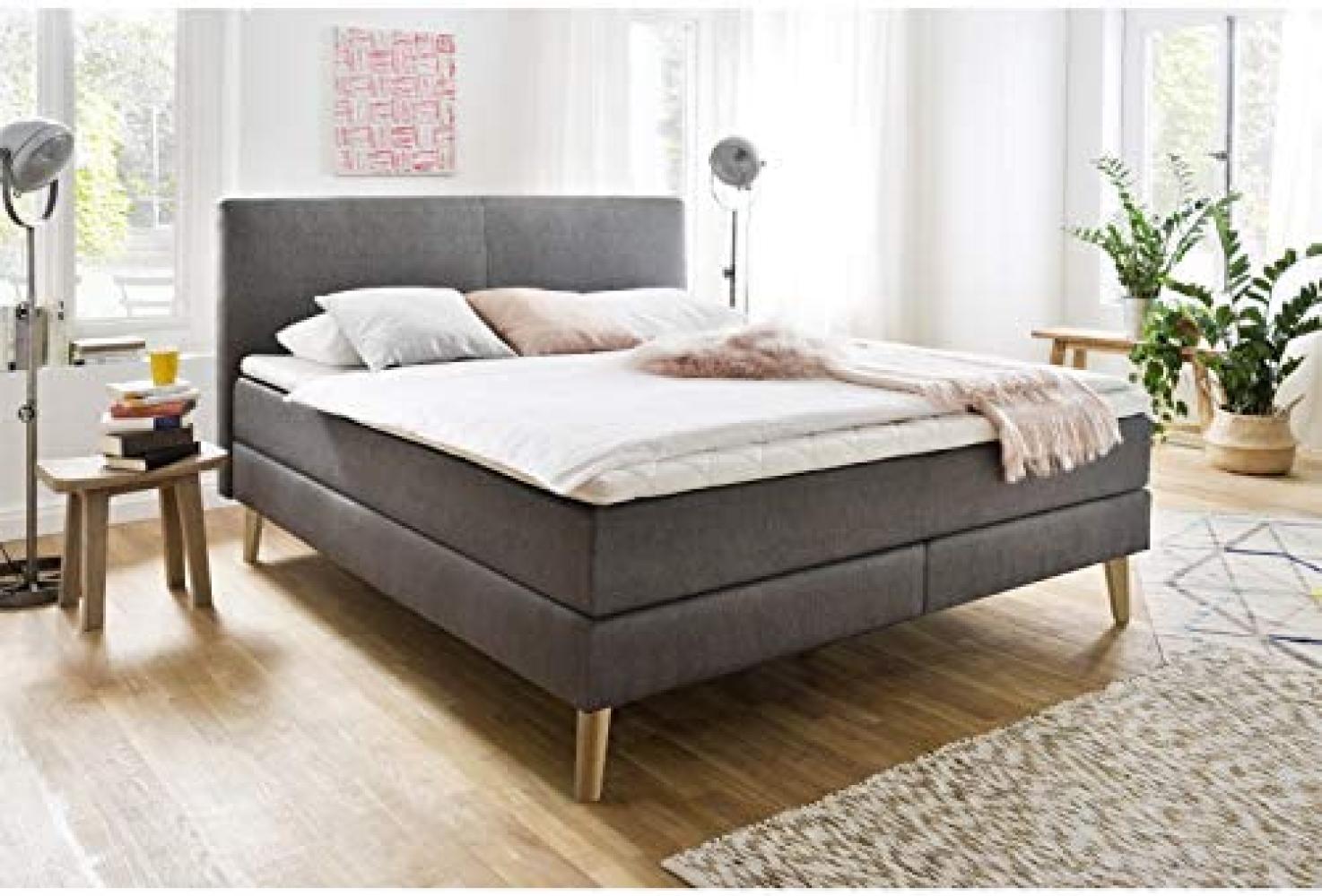 Boxspringbett Greta - Stoff Anthrazit H2&H3 160x200cm Bild 1