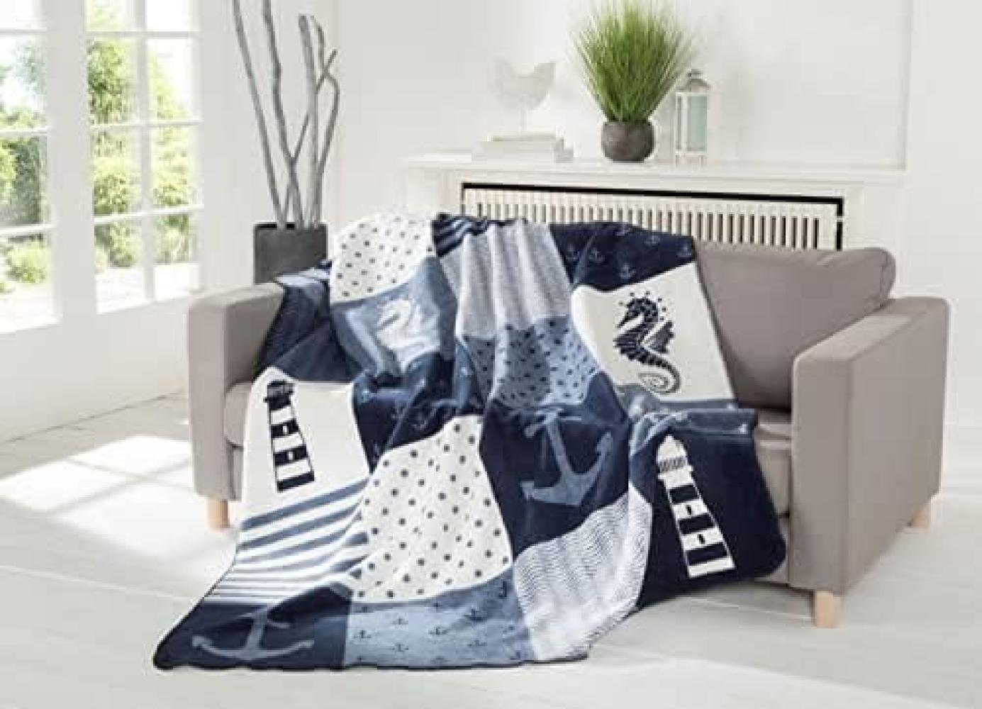 Ibena Jacquard Decke Bremerhaven blau|150x200 cm Bild 1