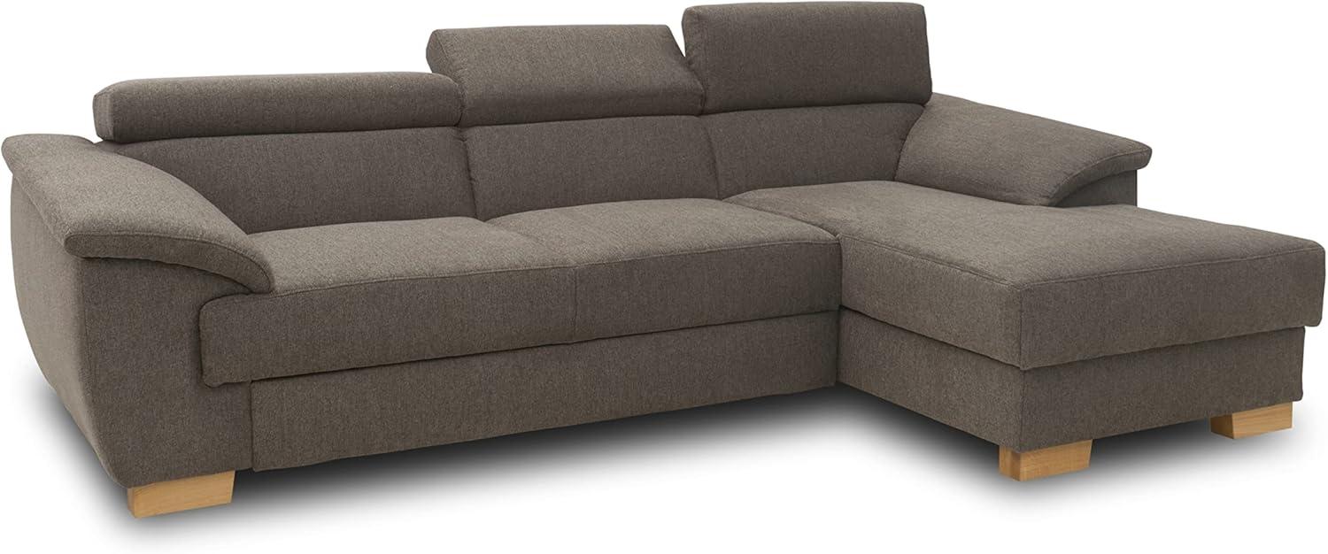 Domo Collection David Sofa, Ecksofa mit Rückenfunktion, Eckcouch, 272 x 166 cm, Funktionssofa mit Federkern in braun Bild 1