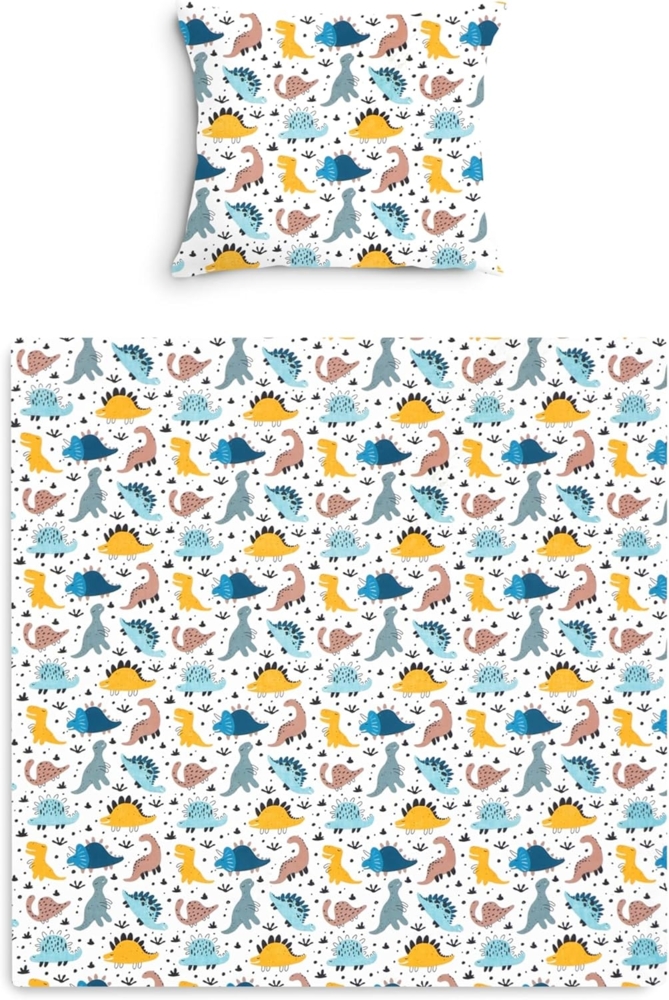 Amilian Babybettwäsche Kinderwagenset - 2tlg. Kinderbettwäsche - 80x80cm + 35x40cm, 100% Baumwolle, 2 teilig, Bettwäscheset für Kinderwagen, Wiege, Babybett - Baby Bettwäsche Bild 1