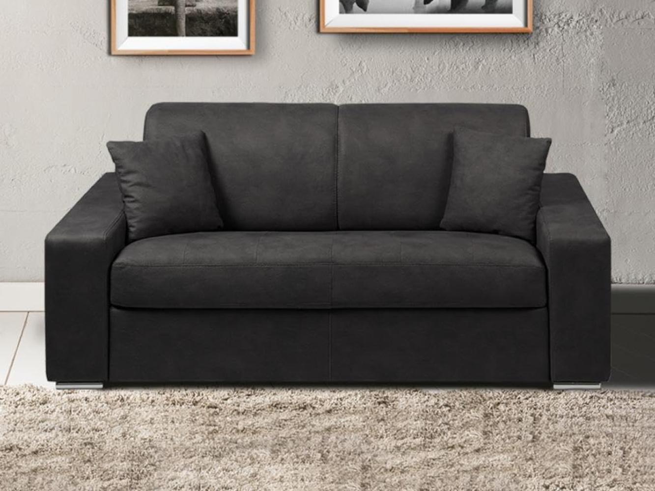 Schlafsofa 2-Sitzer Stoff EMIR - Anthrazit - Liegefläche: 120 cm - Matratzenhöhe: 22 cm Bild 1