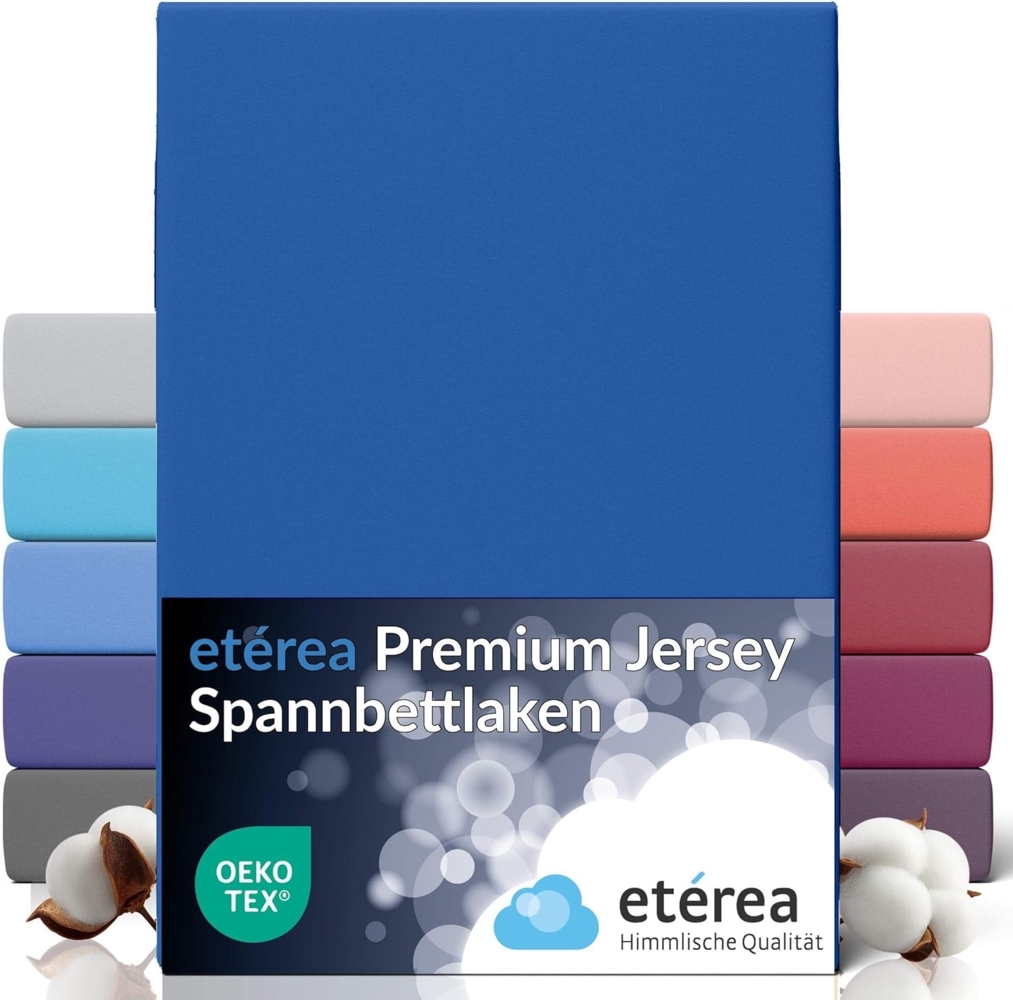 etérea Premium Jersey Spannbettlaken Blau 180x200 - 200x200 cm Bild 1