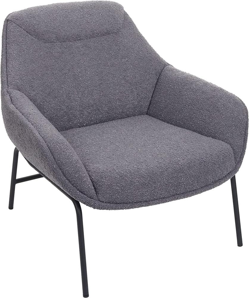 Lounge-Sessel HWC-J77, Cocktailsessel Sessel, Bouclé Stoff Metall ~ dunkelgrau Bild 1