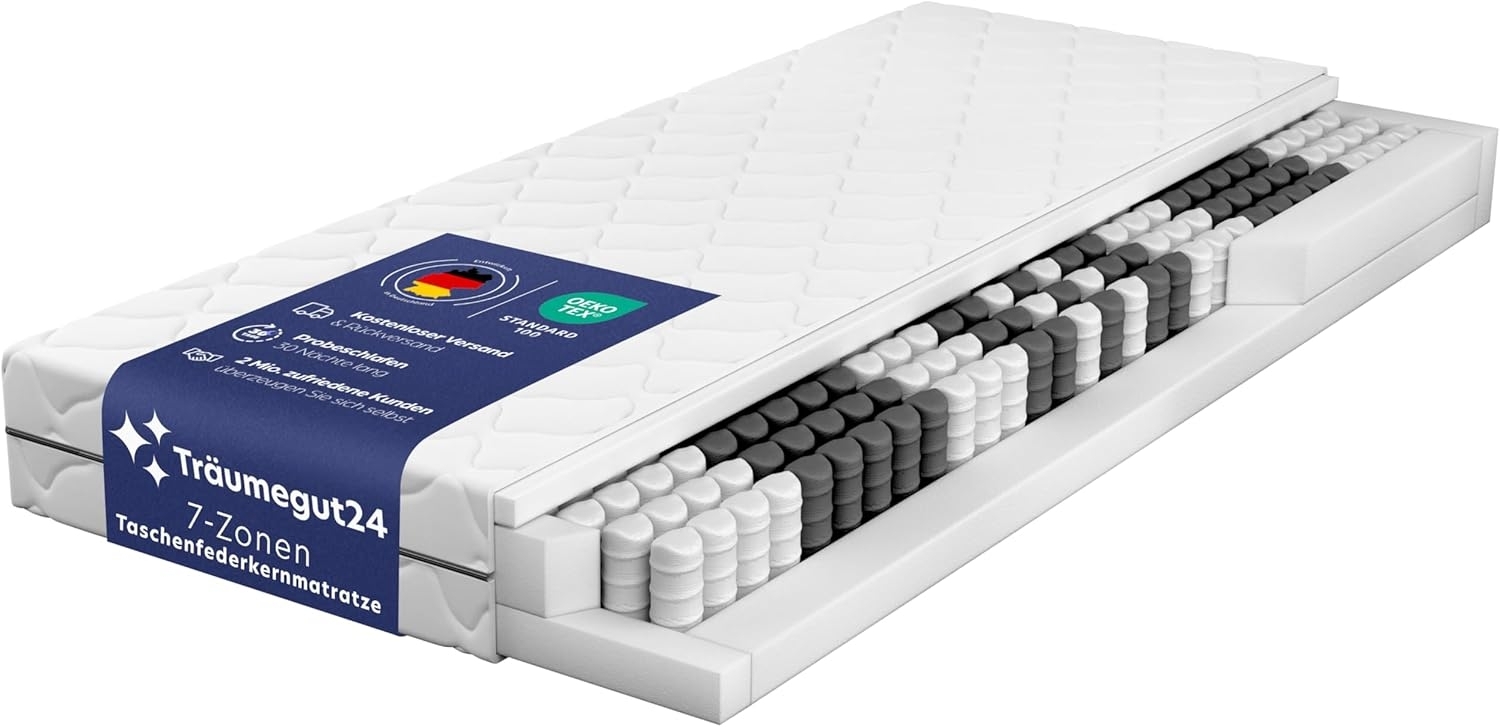 Träumegut24 AquaFlex® ergonomische 7-Zonen Kaltschaummatratze, Öko-Tex Zertifiziert, 90 x 200 x 16 cm, H4 Bild 1