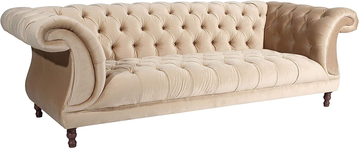 Ivette Sofa 3-Sitzer Samtvelours Sand Buche Nussbaumfarben Bild 1