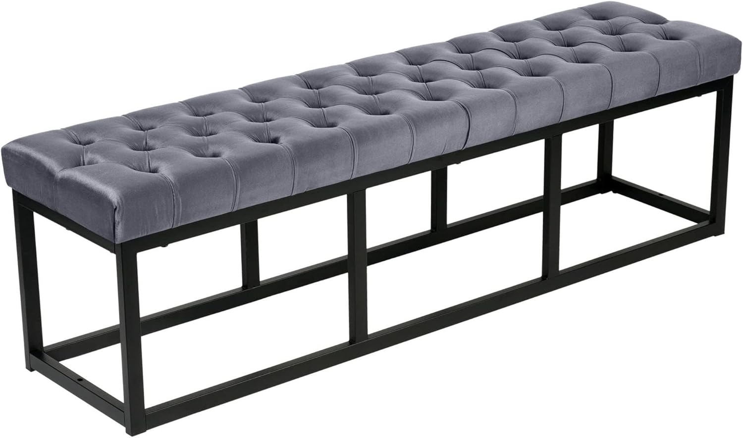 CLP Sitzbank Polson Samt mit schwarzem Metallgestell,grau 150 cm Bild 1