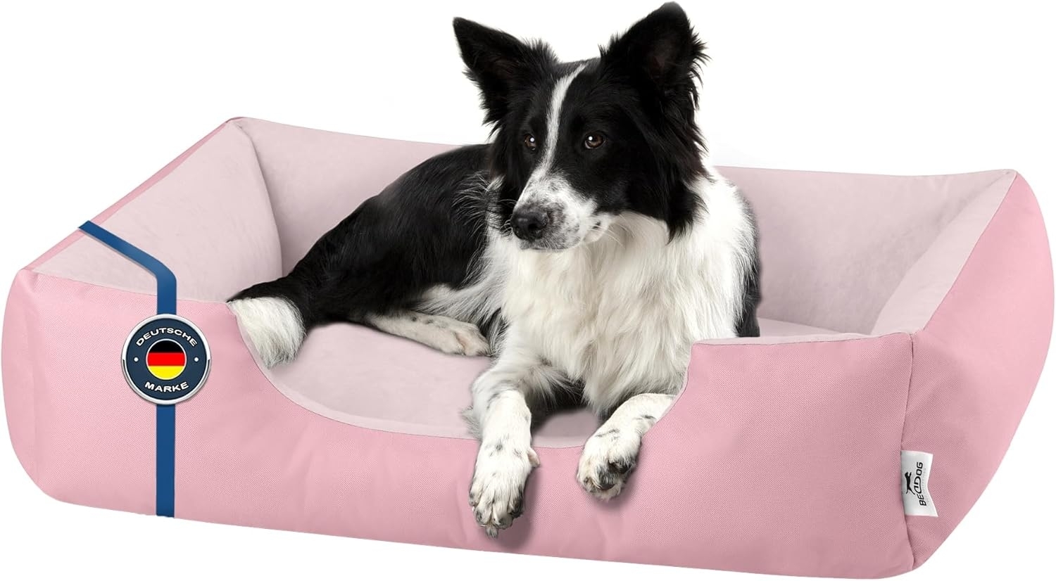 BedDog Hundebett ZARA, Hundekissen mit abziehbaren waschbaren Bezug, Hundekorb, Hundesofa, für kleine, große, mittel-große Hunde (L) ca. 80x65x18cm, PINK-YORK (rosa) Bild 1