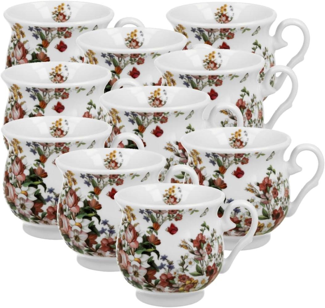 DUO FLORAL Becher 500 ml VINTAGE FLOWERS WHITE New Bone China Porzellan Bild 1