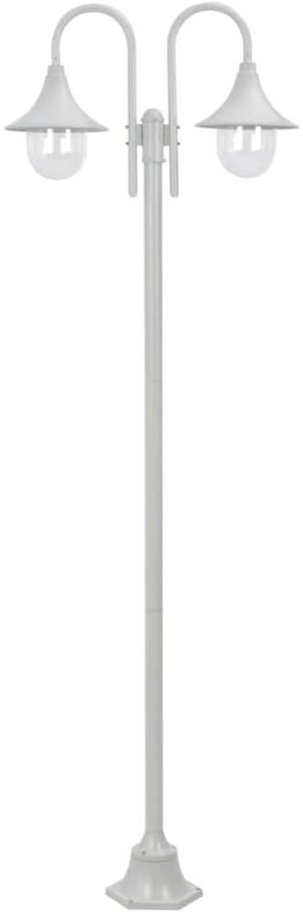vidaXL Garten-Pollerleuchte E27 220 cm Aluminium 2-Laterne Weiß 44208 Bild 1
