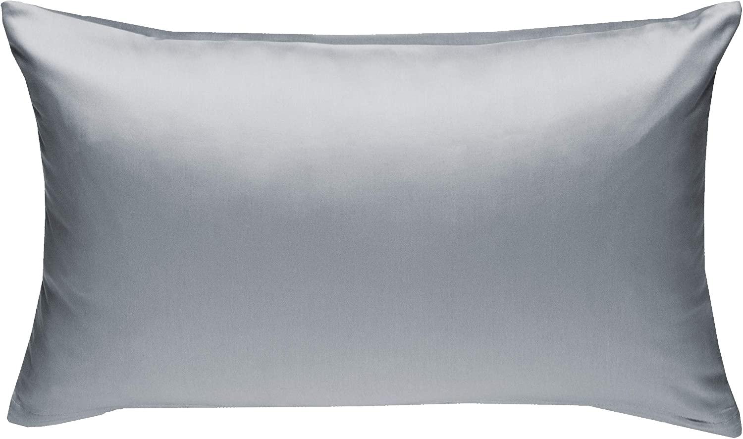 Bettwaesche-mit-Stil Mako-Satin / Baumwollsatin Bettwäsche uni / einfarbig grau Kissenbezug 50x70 cm Bild 1