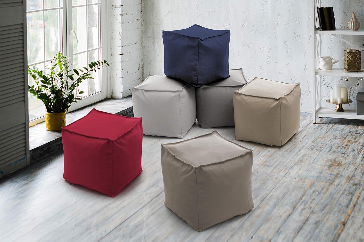 Talamo Italia Pouf Perla, 100% Made in Italy, Quadratischer Pouf aus weichem Stoff, cm 45x45h45, Farbe Grau Bild 1