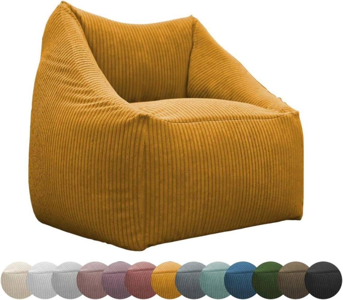 chilly pilley Cord Sitzsack Sitzkissen EPS-Perlen Füllung Bodenkissen Sessel Gartenkissen Kissen Lounge mit Rückenlehne Sitz (Honig) Bild 1