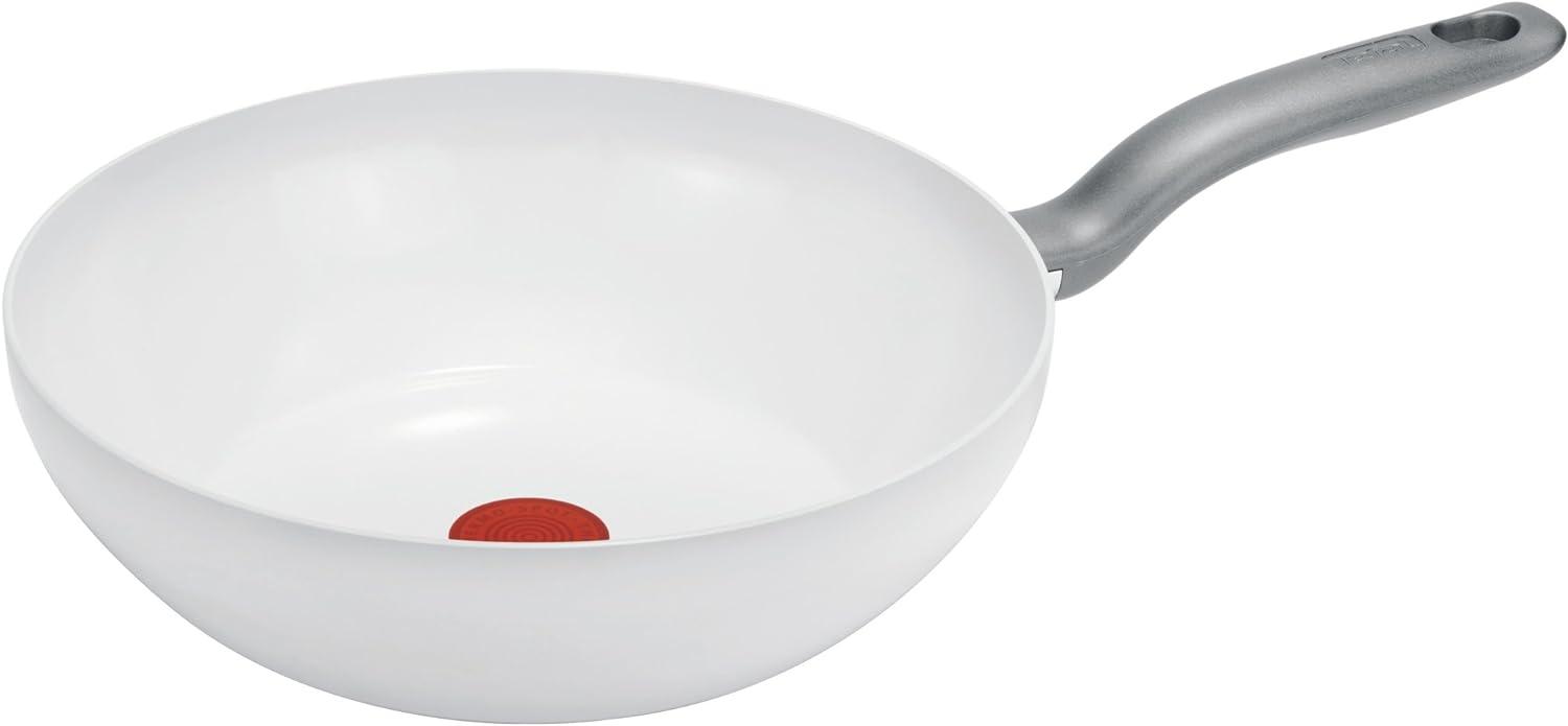 Tefal C90819 Ceramic Control Wok-Pfanne 28cm | sichere Keramikbeschichtung | Thermo-Spot Temperaturindikator | Leichte Reinigung | für Alle Herdarten Geeignet | Inklusive Induktion | Weiß Bild 1