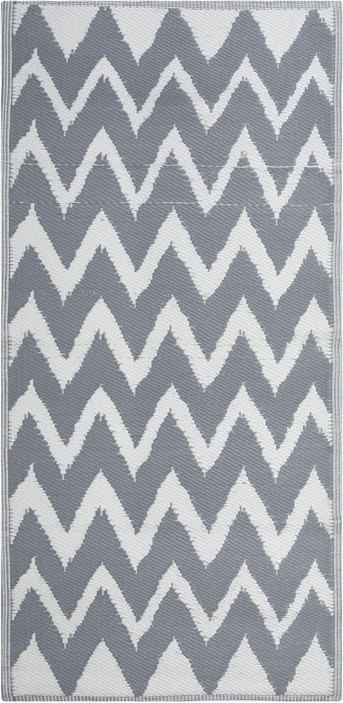 Outdoor Teppich grau 90 x 180 cm ZickZack-Muster zweiseitig Kurzflor SIRSA Bild 1