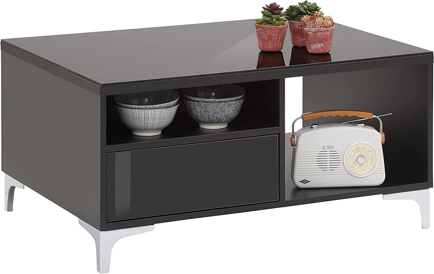 Couchtisch >SHINO SETS< (BxHxT: 90 x 45 x 65 cm) in schwarz matt - Schwarzglas Bild 1