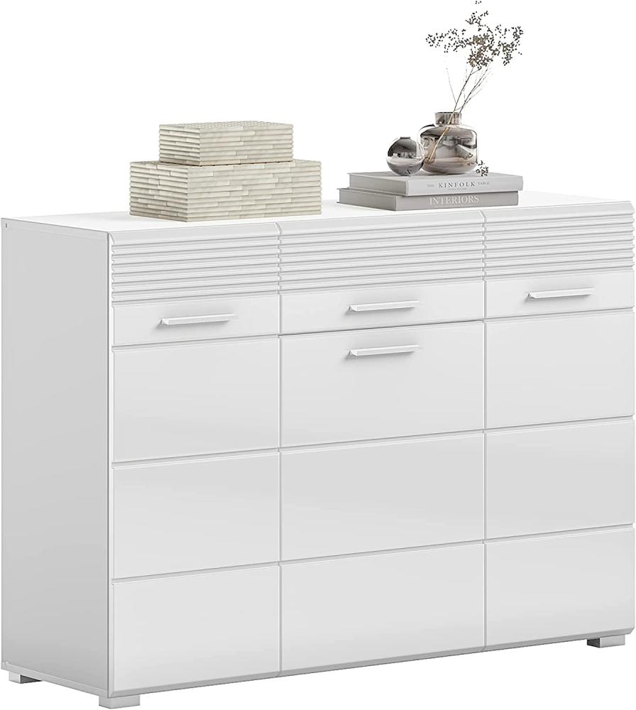 Sideboard Linus - Weiß / Weiß Hochglanz Bild 1