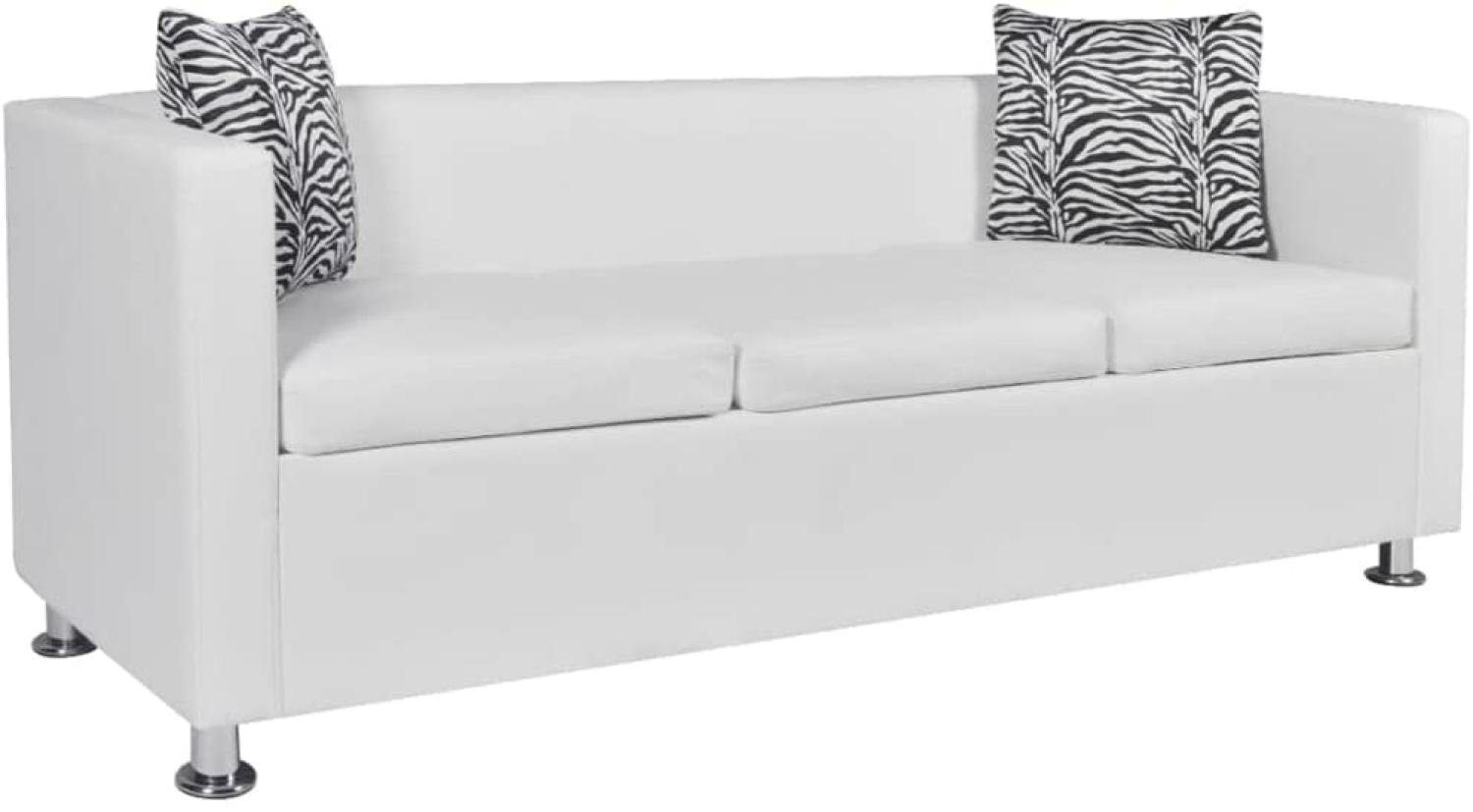 vidaXL Sofa 3-Sitzer Kunstleder Weiß 242211 Bild 1