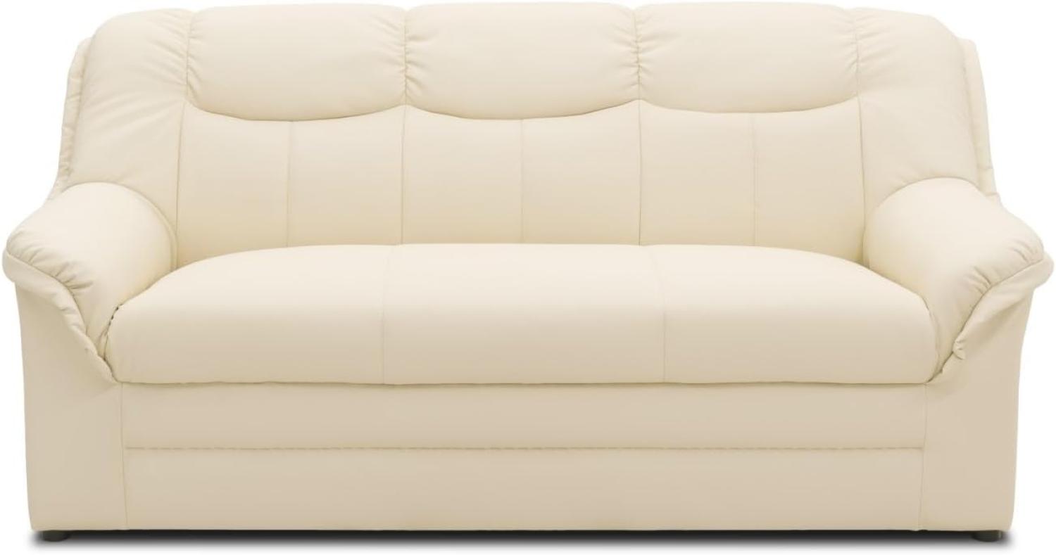 DOMO Collection Berlin Sofa | klassisches 3er Sofa | zeitlose Garnitur mit weichem Kunstleder | Maße: 178|90|89 cm (B|T|H) | Farbe: beige (weiß) Bild 1