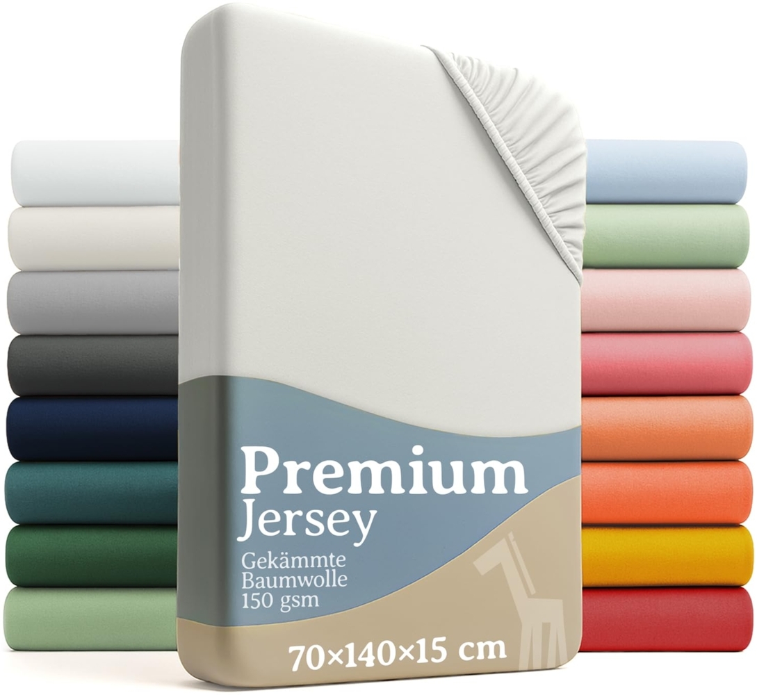 Laleni 2er-Set Premium Spannbettlaken 60x120-70x140 cm - Oeko-Tex Zertifiziert, 100% Baumwolle, atmungsaktives Spannbetttuch Jersey Baby, 150 g/m², Elfenbein Bild 1