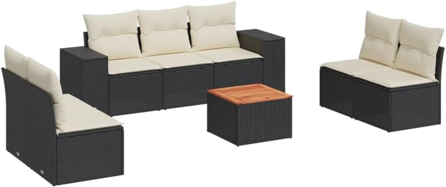 vidaXL 8-tlg. Garten-Sofagarnitur mit Kissen Schwarz Poly Rattan 3225398 Bild 1