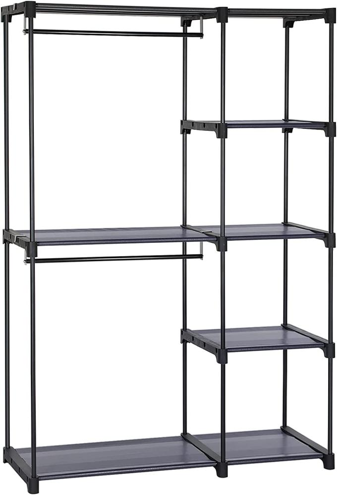 Songmics Kleiderschrank, Kleiderständer, freistehende Garderobe, faltbar, Kleiderständer mit Kleiderstangen, Garderobenständer, 112 x 43 x 165 cm, grau RYG024G02 Bild 1