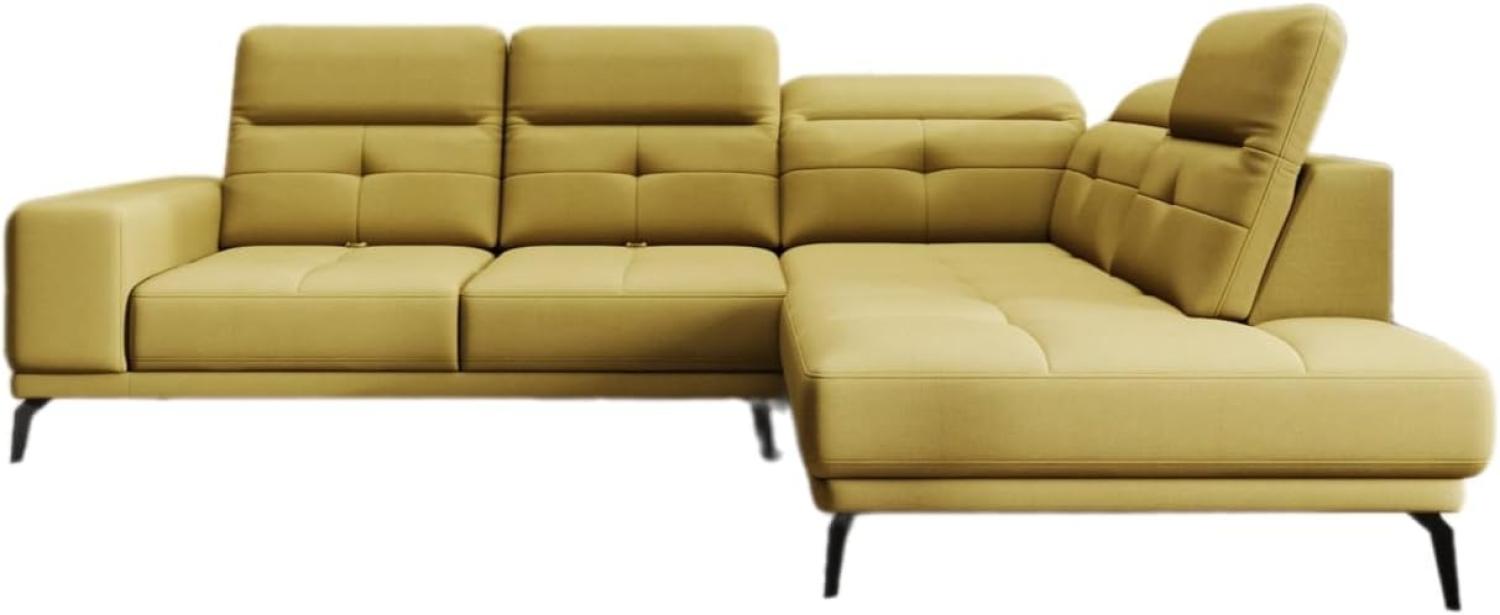 Designer Sofa Isabella mit verstellbarer Kopf- und Rückenlehne Stoff Senf Rechts Bild 1