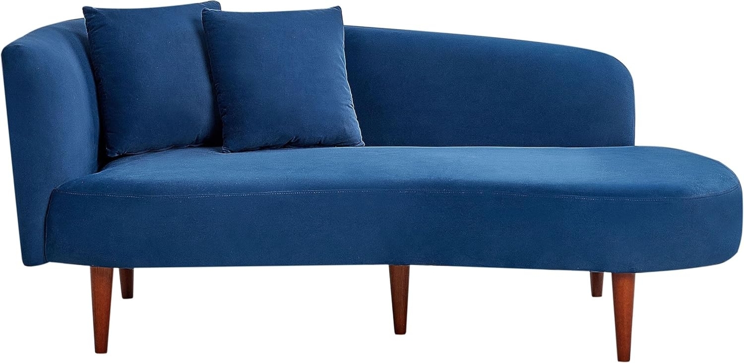 Chaiselongue Samtstoff blau linksseitig CHAUMONT Bild 1