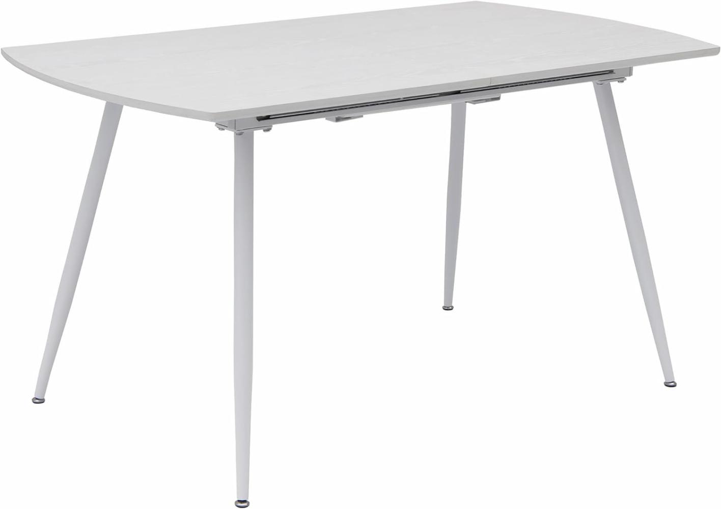 Esstisch Sabina ausziehbar 140-180 x 80 cm 6-10 Personen Küchentisch mit Metallgestell für Küche, Esszimmer Holz Optik Weiß Bild 1