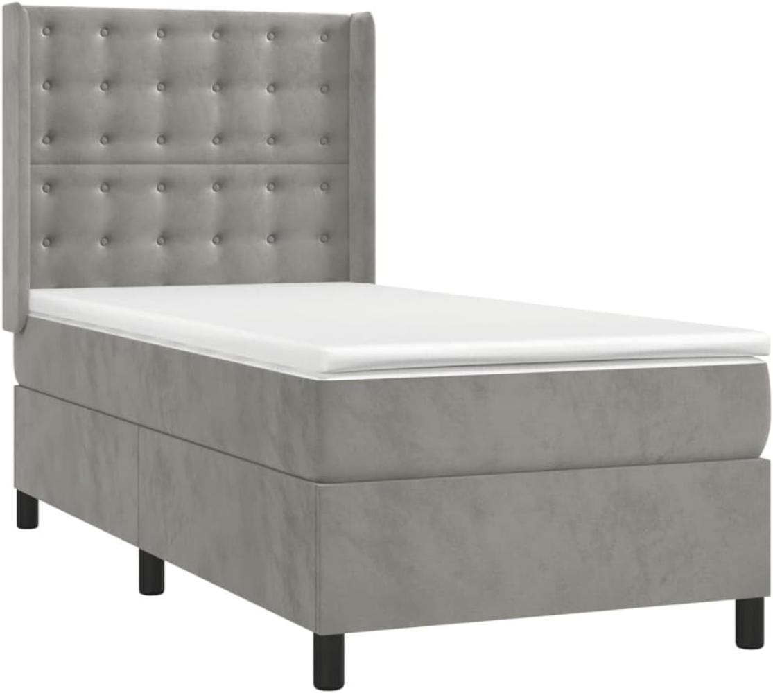 vidaXL Boxspringbett mit Matratze Hellgrau 90x200 cm Samt 3132897 Bild 1