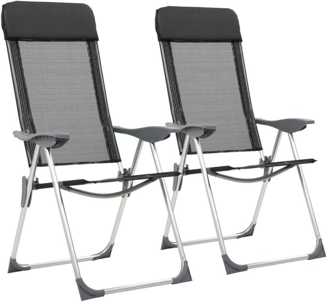 vidaXL Klappbare Campingstühle 2 Stk. Aluminium Schwarz 44305 Bild 1