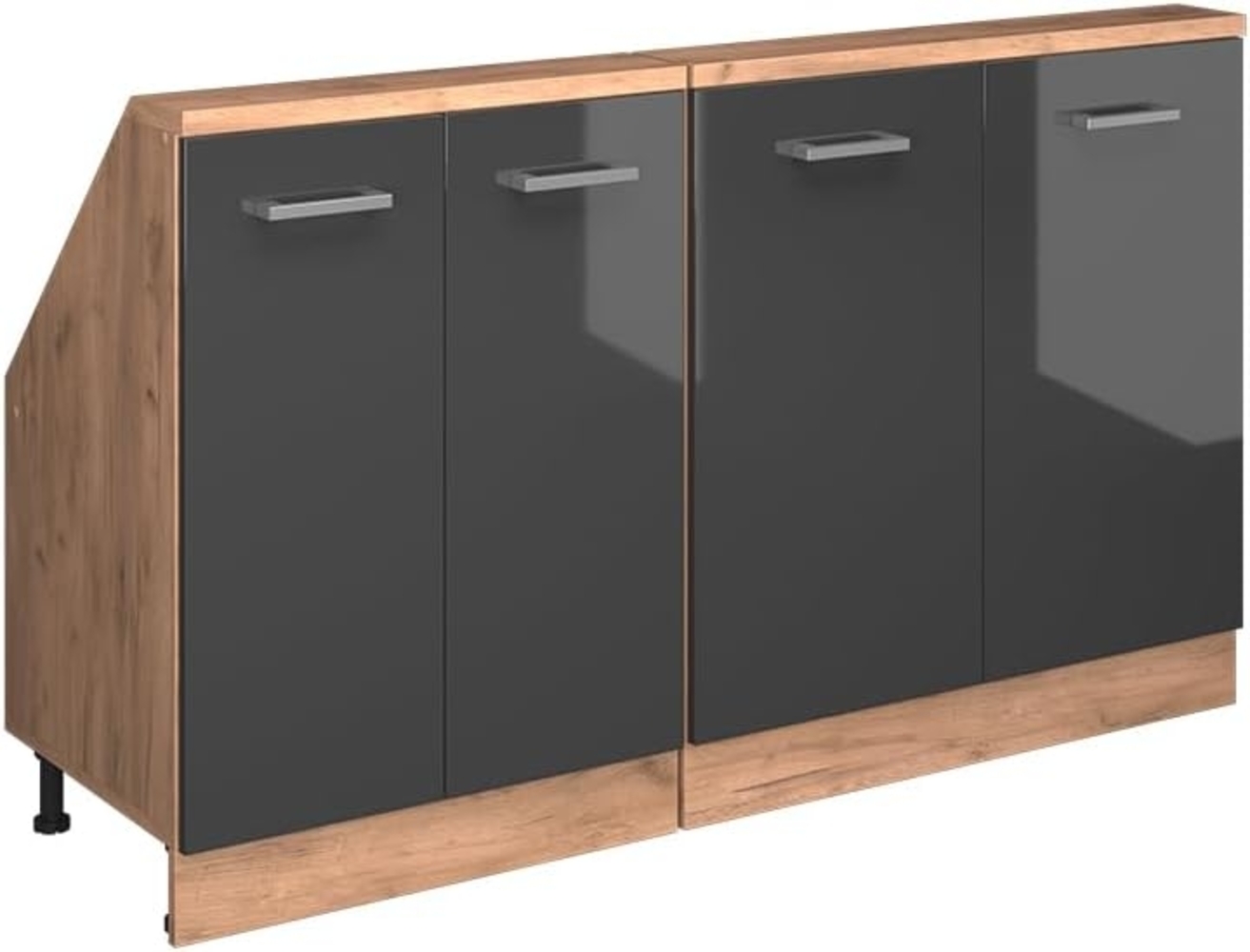 Dachschrägenschrank-Set Rion Anthrazit Hochglanz/Goldkraft Eiche 2er Set Vicco Bild 1