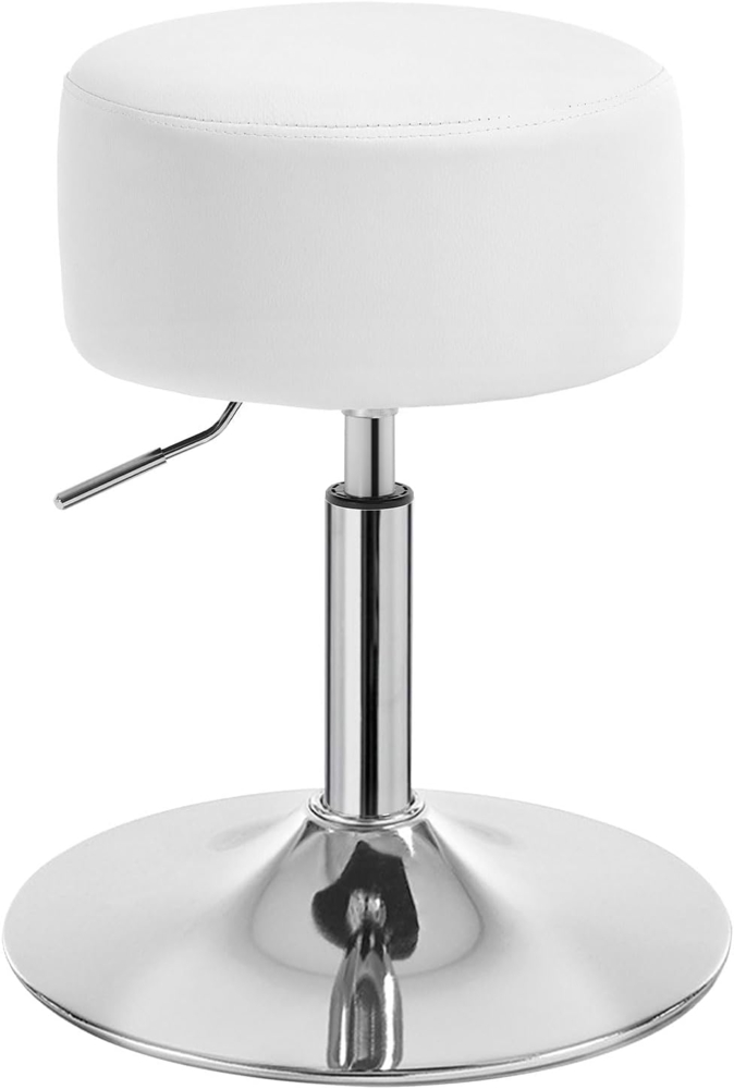 WOLTU BH14ws-1 Design Hocker mit Griff , stufenlose Höhenverstellung , verchromter Stahl , Antirutschgummi , pflegeleichter Kunstleder , gut gepolsterte Sitzfläche , weiß Bild 1