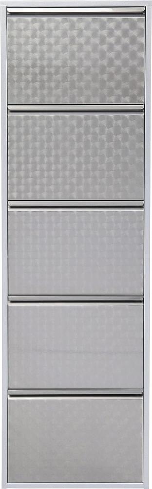 Kare Design Schuhschrank Caruso mit 5 Klappen, Metall/Silber, Schuhablage für bis zu 10 Paar Schuhe, 170 x 50 x 14 cm Bild 1