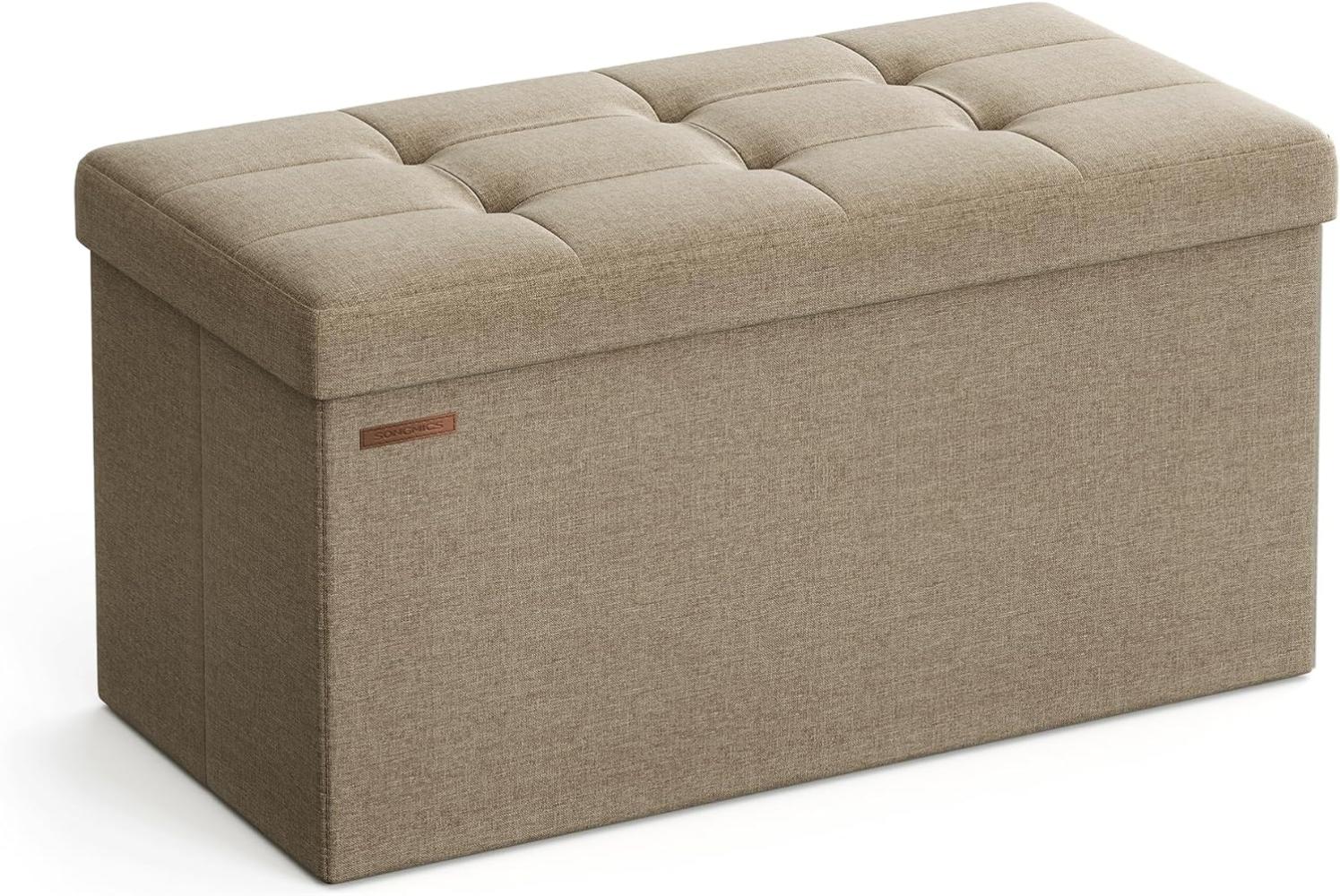 Songmics Sitzhocker mit Stauraum, klappbare Sitzbank, 38 x 76 x 38 cm Fußbank, Aufbewahrungsbox, bis 300 kg belastbar, für Wohnzimmer Schlafzimmer Flur, Kamelbraun LSF047R01 Bild 1