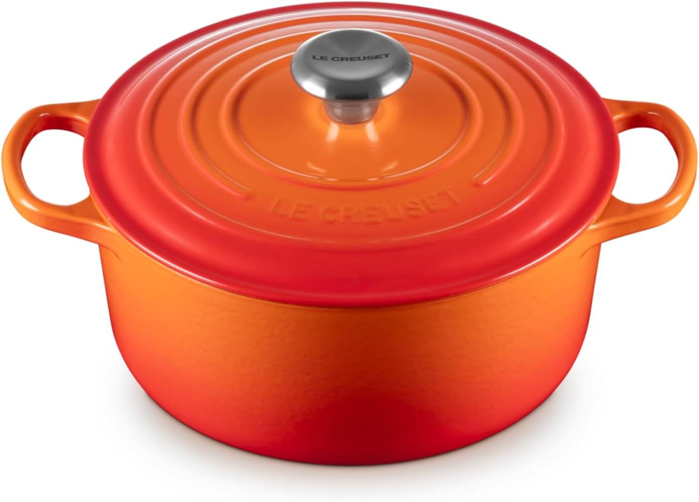 Le Creuset Signature Gusseisen-Bräter mit Deckel, Für alle Herdarten und Induktion geeignet, Rund, Ofenrot, 24,0 cm, 4.2 Bild 1