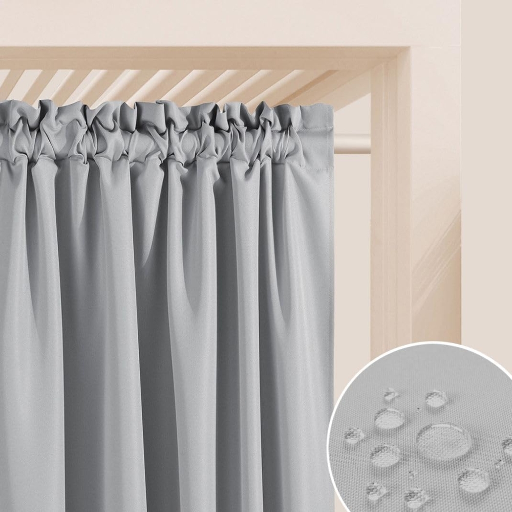 ROOM99 Outdoorvorhäng mit Kräuselband Garden Line 155x270 cm Breite x Höhe Outdoor Vorhang wetterfest Wasserdicht Sichtschutz Sonnenschutz Gardinen Garten Winddicht Hellgrau, 1 Stück Bild 1