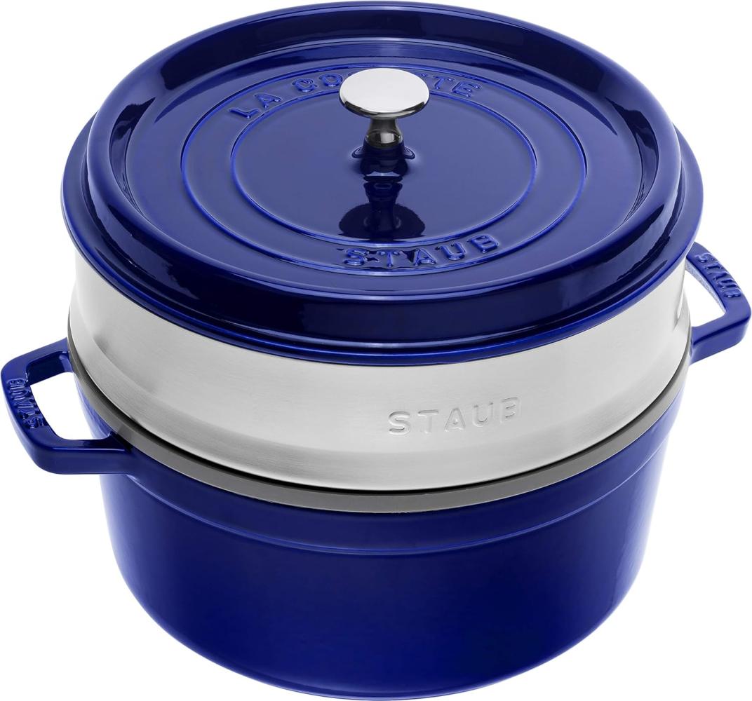 Staub La Cocotte Cocotte mit Dämpfeinsatz 26 cm, rund, Dunkelblau, Gusseisen Bild 1