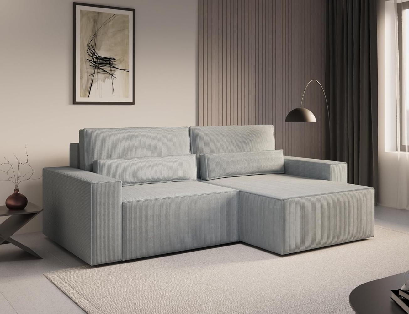 MOEBLO Ecksofa DENVER MINI aus Cord, Ottomane beidseitig montierbar Couch Cord für Wohnzimmer Schlafsofa Sofagarnitur Sofa Eckcouch L-Form Cordstoff, mit Schlaffunktion und Bettkasten Bild 1