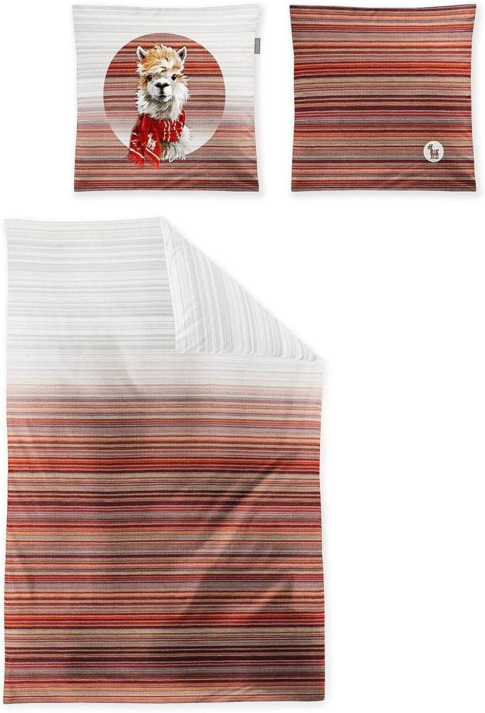 Irisette Flausch-Cotton Bettwäsche Zobel 8556 rot|155x220 cm + 80x80 cm Bild 1