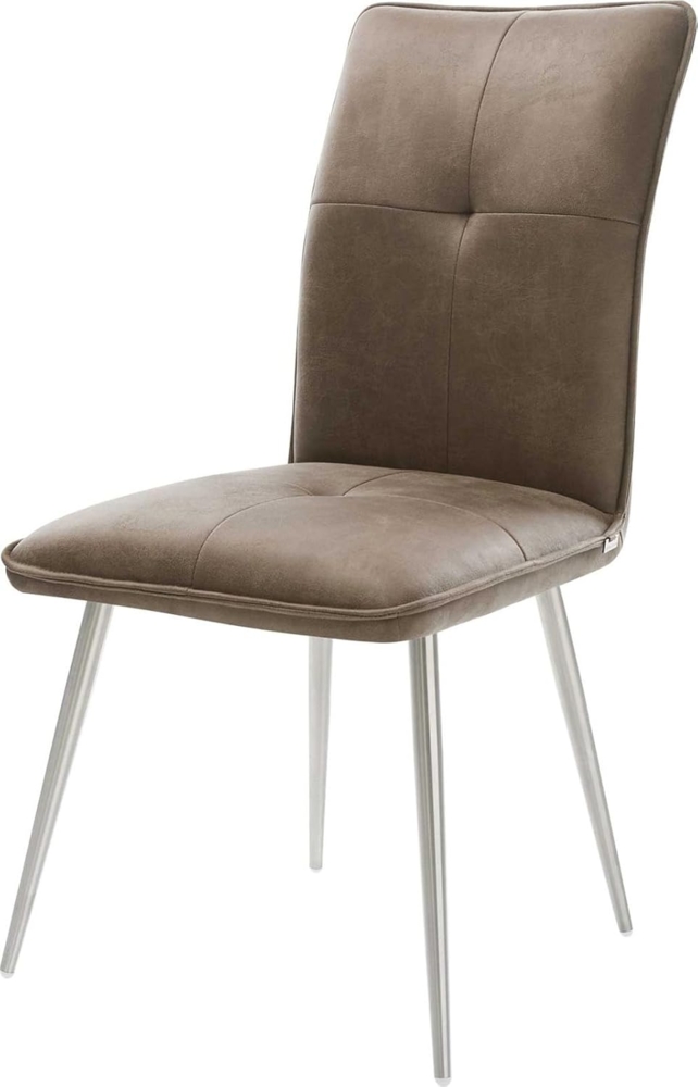 Esszimmerstuhl Maddy-Flex Mikrofaser Taupe Vintage 4-Fuß konisch Edelstahl Bild 1