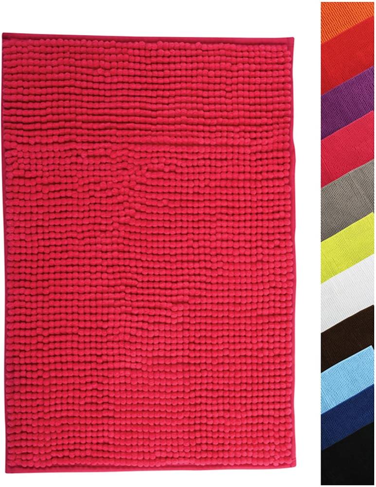 MSV Badteppich Badvorleger Duschvorleger Chenille Hochflor Badematte 40x60 cm – Pink Bild 1