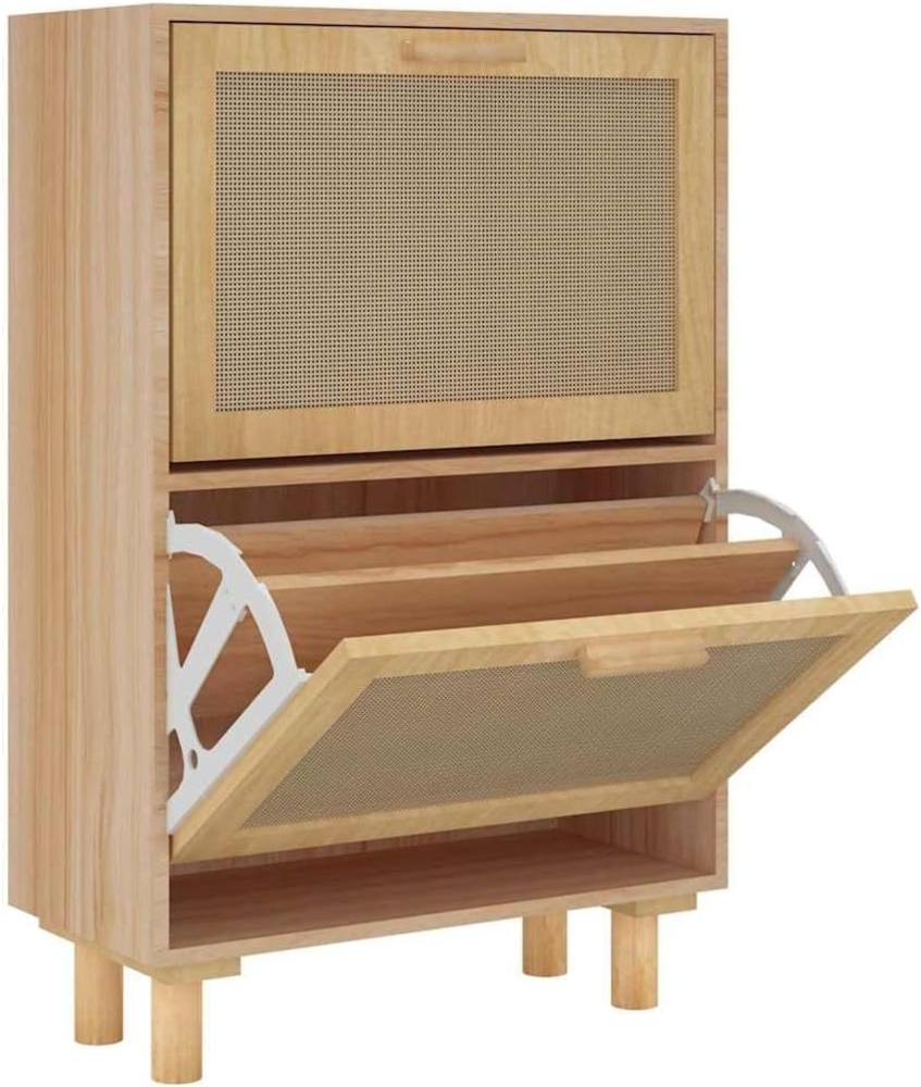 vidaXL Schuhschrank Braun 52x25x80 cm Holzwerkstoff & Rattan Natur 345647 Bild 1