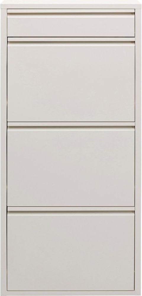 Kare Design Schuhschrank Caruso, Creme, Stahl, mit 4 Klappen, Schuhablage für 6 Paar Schuhe, schmal, platzsparend, hoch, Schuhregal, Eingangsbereich, 115 x 50 x 15 cm (H/B/T) Bild 1