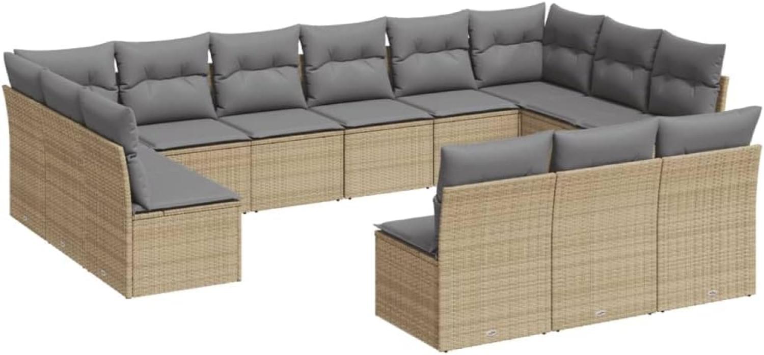 vidaXL 13-tlg. Garten-Sofagarnitur mit Kissen Beige Poly Rattan 3218389 Bild 1